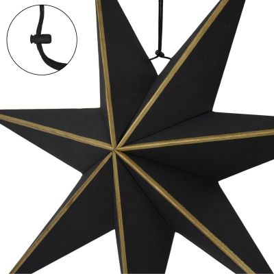 20. DECORATIVE HANGING PAPER STAR FSC 18x75CM BLACK 7 ARMS MICA
