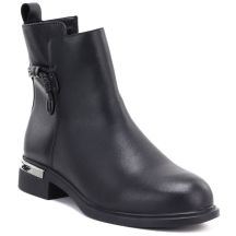 Women's black leather ankle boots D&A S.Barski MK62-7025