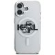 3. Karl Lagerfeld IML Glitter Karl & Choupette Sketch Logo MagSafe Case for iPhone 16 - Transparent