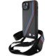 BMW M Edition Carbon Tricolor Lines & Strap case for iPhone 15 Plus / 14 Plus - black