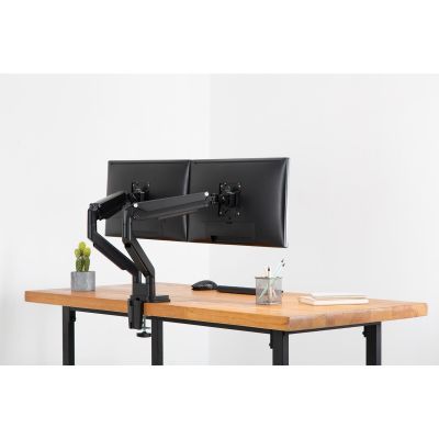 36. Double desk arm (clamp) 2xLCD max. 32" max. 2x9kg tilt and swivel black