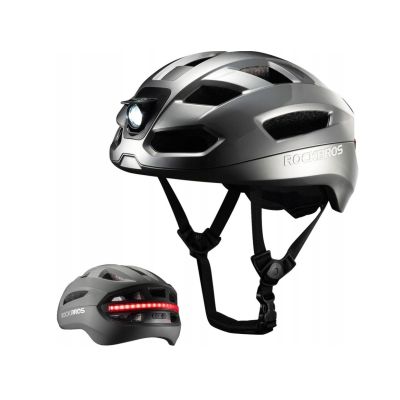 Rockbros bicycle helmet with lights gray