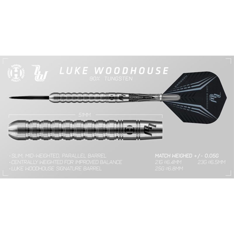 2. Harrows Luke Woodhouse 90% Steeltip darts