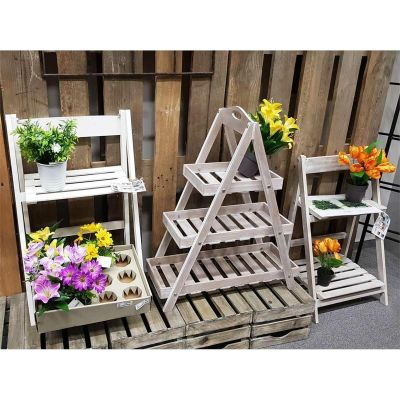 3. FOLDABLE WOODEN FLOWER STAND 3 SHELVES