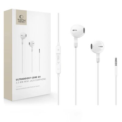 Tech-Protect Ultraboost Core G4 Mini Jack Wired Headphones - White