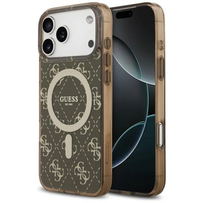 Guess IML 4G Background MagSafe Case for iPhone 17 Pro - Brown