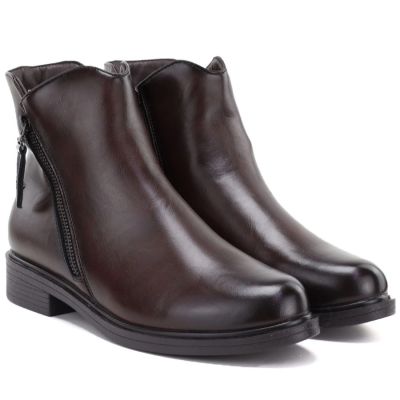 4. Chocolate Brown Lined Leather Ankle Boots for Women Potocki JE19485ac