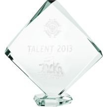 3D engraved glass trophy with case