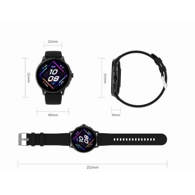 24. GRAVITY GT12-1 Women's Smartwatch Black Silicone Strap + Black Bracelet