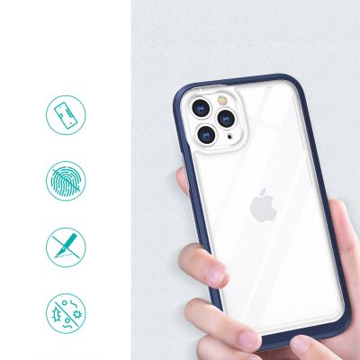 2. Clear 3in1 case for iPhone 11 Pro Max blue frame gel cover