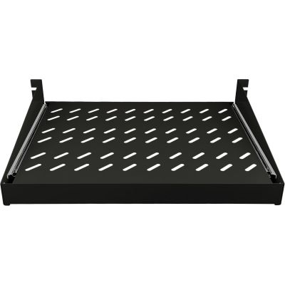 19" 2U sliding shelf, 350mm deep, black, 4 mounting points ALANTEC