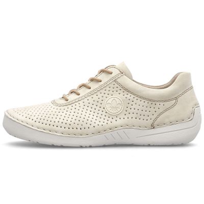 6. Rieker 52546-60 women's perforated leather shoes in beige