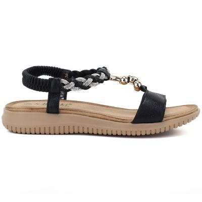 2. Women's black elastic strap sandals S.Barski KV61-6051