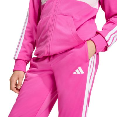 5. adidas Seasonal Essentials Tiberio 3-Stripes Tricot Kids’ Tracksuit Pink KS5519