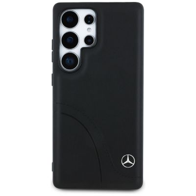 3. Mercedes Leather Curved Stitches Case for Samsung Galaxy S25 Ultra - Black