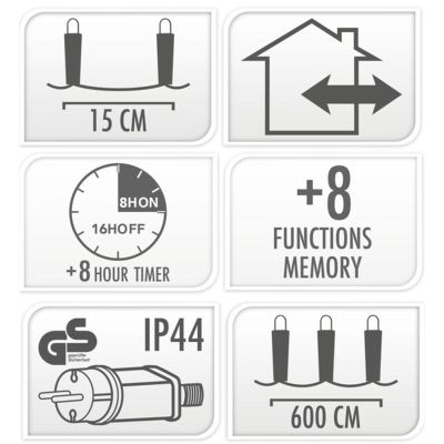 6. CHRISTMAS TREE LIGHTS OUTDOOR LIGHT CURTAIN 180 LED CONTROLLER TIMER COOL WHITE TRANSPARENT CABLE