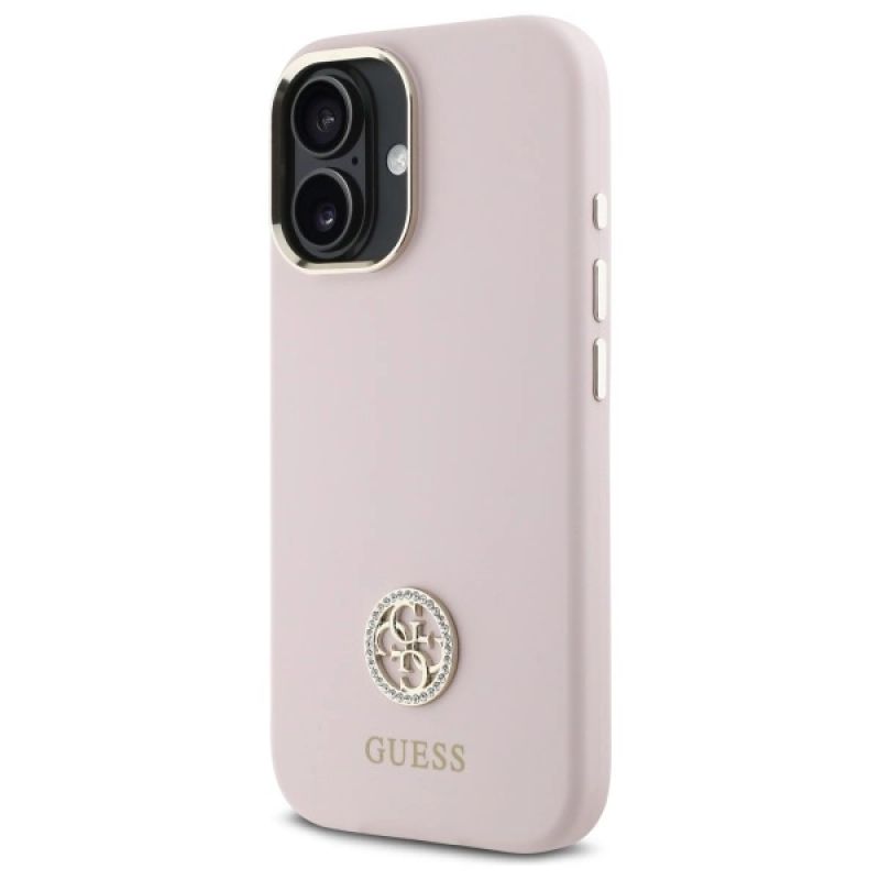 2. Guess Silicone Logo Strass 4G case for iPhone 16 - light pink