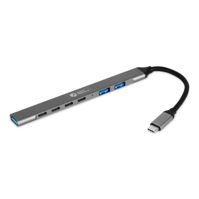 2. BakkerElkhuizen USB-C Hub 7-in-1 (3A+4C) USB Type-C 5000 Mbit/s Black, Gray