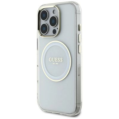 2. Guess IML Metal Colored Circle Classic Logo MagSafe case for iPhone 16 Pro Max - white