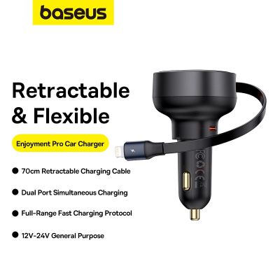 11. Baseus Enjoyment Pro USB-C (Female) / Lightning (Male) 60W Car Charger - Black