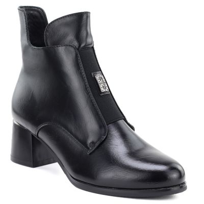 Women's insulated ankle boots with a block heel, black, Potocki SZ12868