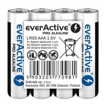 EVERACTIVE PRO ALKALINE BATTERIES R03, AAA, SHRINK 4 PCS, 1250 mAh, HIGH PERFORMANCE, LR03PRO4T