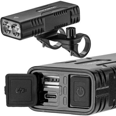 3. Rockbros 24310002001 Bicycle Light, 850 lm, with Power Bank Function + USB-C to USB-A Cable – Black