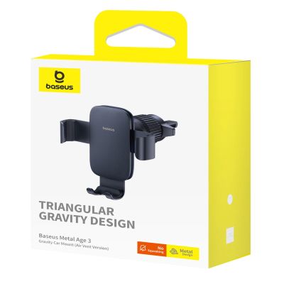 7. Baseus Metal Age 3 Car Phone Holder, Gravity, for Air Vent - Black