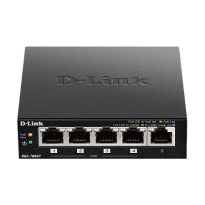 4. D-Link DGS-1005P/E Network Link Unmanaged Gigabit Ethernet (10/100/1000) PoE Support Black