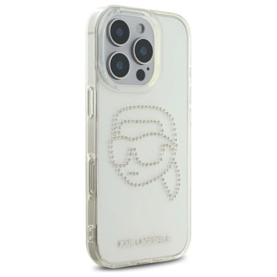 4. Karl Lagerfeld KLHCP16XHKHDCELT iPhone 16 Pro Max 6.9" transparent hardcase IML Rhinestones Karl Head