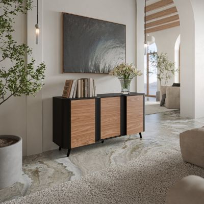 3. VOLARE chest of drawers 151x39x75 black/walnut