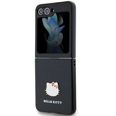 6. Hello Kitty Metal Logo Kitty Head case for Samsung Galaxy Z Flip 5 - black