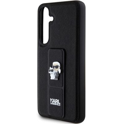 6. Karl Lagerfeld Gripstand Saffiano Karl&Choupette Pins case for Samsung Galaxy S24+ - black