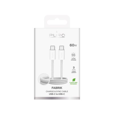 2. Puro Fabrik 4 240W braided USB-C - USB-C 1m cable - white