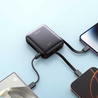 12. Joyroom JR-PBF27 10000mAh 22.5W Powerbank with Built-in USB-C and Lightning Cables - Black