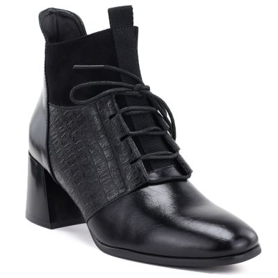 Women's insulated high-heeled ankle boots, black, Vinceza 58670