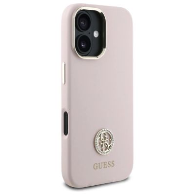4. Guess Silicone Logo Strass 4G case for iPhone 16 - light pink