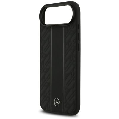 6. Mercedes Leather Laurel Leaves Stripes MagSafe Case for iPhone 17 Air - Black