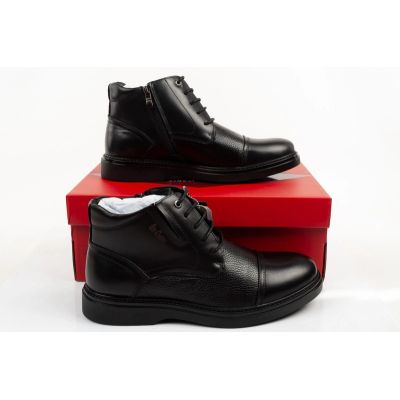 9. Lee Cooper men's shoes elegant leather black insulated ankle boots