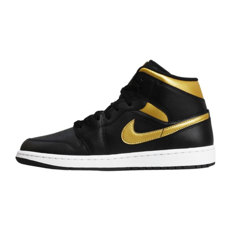 2. Air Jordan 1 Mid (GS) Basketball Shoe Black/Metallic Gold - DQ8426-071