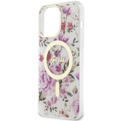 11. Guess GUHMP14LHCFWST iPhone 14 Pro 6.1" transparent hardcase Flower MagSafe