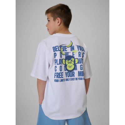 2. Boy's loose T-shirt with print 4F 4FJRSS26TTSHM4276-10S