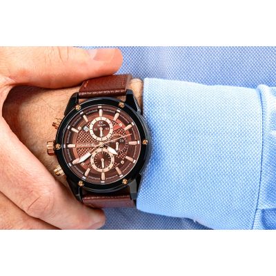 5. Men's Watch Giewont Chronograph Sapphire Black Brown GW8810-A3