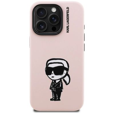 3. Karl Lagerfeld Silicone Karl Sketch MagSafe Case for iPhone 16 Pro - Pink