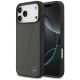 Mercedes Leather Large Laurel Leave MagSafe Case for iPhone 17 Pro Max - Black and Gray