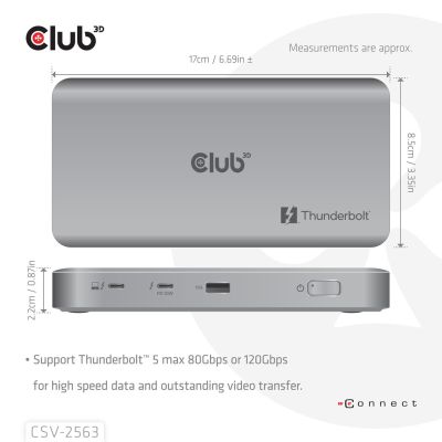4. CLUB3D CSV-2563 Thunderbolt 5 Docking Station Silver