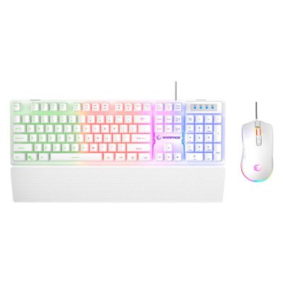 2. RAMPAGE FORTUNA Gaming Set with Keyboard, Mouse Pad and 12800 DPI Mouse, WHT