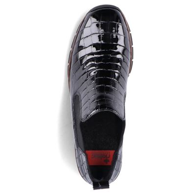 35. Rieker W R474 snakeskin leather ankle boots black