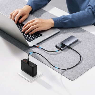 11. USB HUB 6in1 Baseus Metal Gleam Series II USB-A/USB-C/USB-C PD/HDMI/RJ45 - black