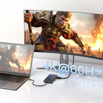 8. USB-C Hub 14 in 1 Wozinsky WDS03Y5S Multifunctional, Aluminum, for 3 Monitors, with 15 cm Cable - Gray